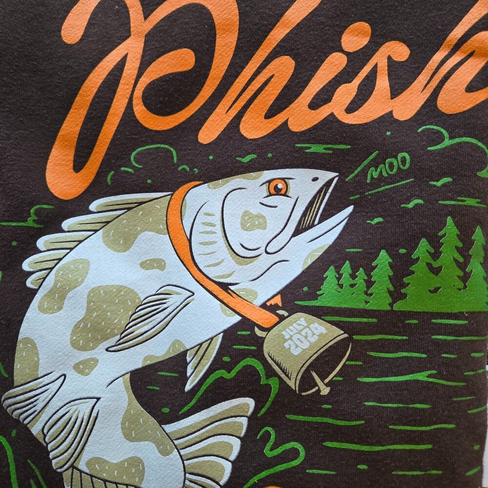 Rare Phish Hoodie Men S fish cow 2024 brown fishing rock band